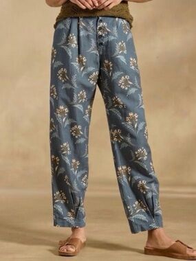 Anthropologie Sundance Navy Floral Button-Front Skirt